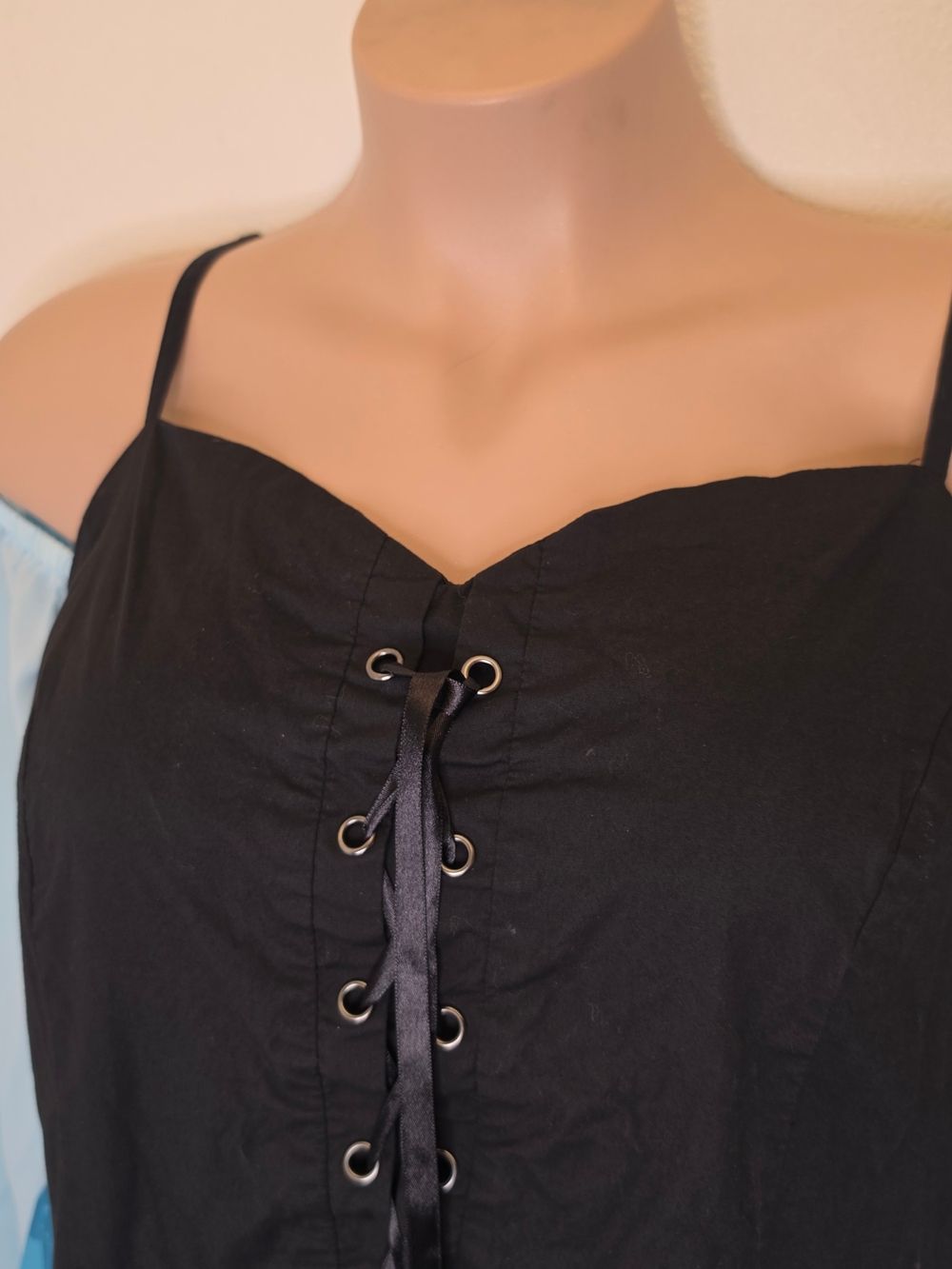 Disney Ariel Little Mermaid Costume Black Bodice with Turquoise Blue Print - Picture 3 of 11
